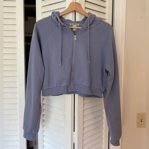 Periwinkle Cropped Zip-Up Hoodie forever21